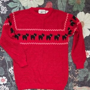 Vintage Motherhood Red and Black Crewneck Knit Sweater